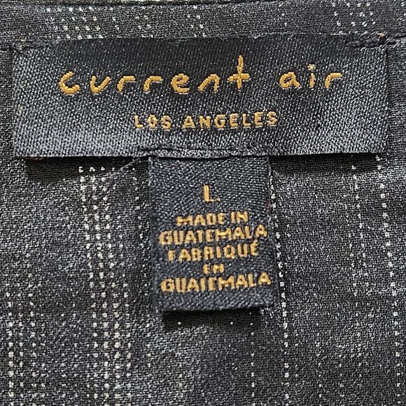 Current Air Top Womens L Black LS V-Neck Shimmery Seersucker Back Anthropology - Picture 3 of 16